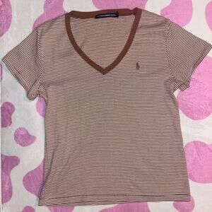 Brown white striped Polo Ralph Lauren Women's XL